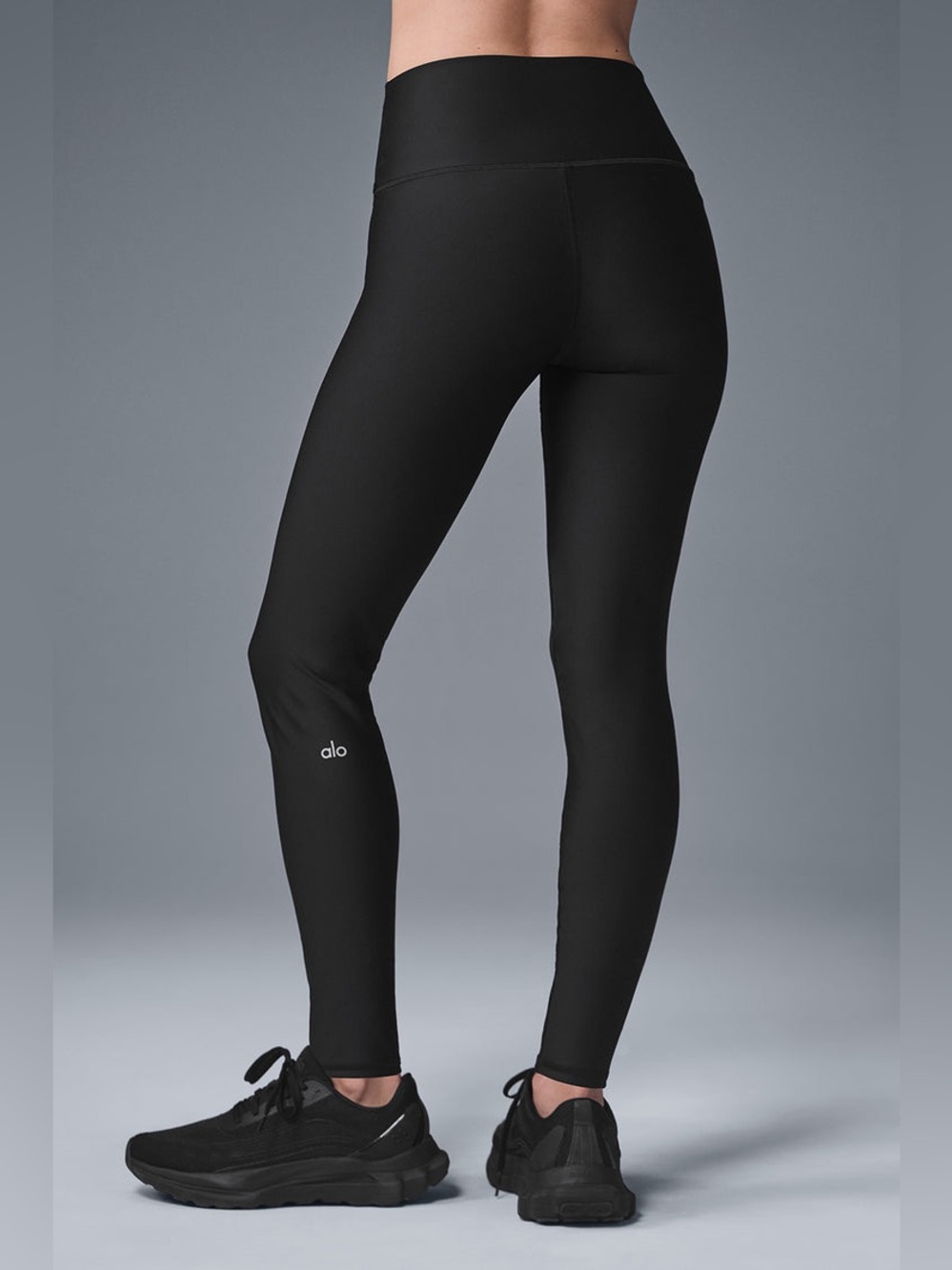 ALO Yoga High-Waist Airlift Legging Black Sheen Soft Bottoms Stretch Workout